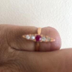 Antique Deco English 14kt Ruby Diamond Pinky Ring